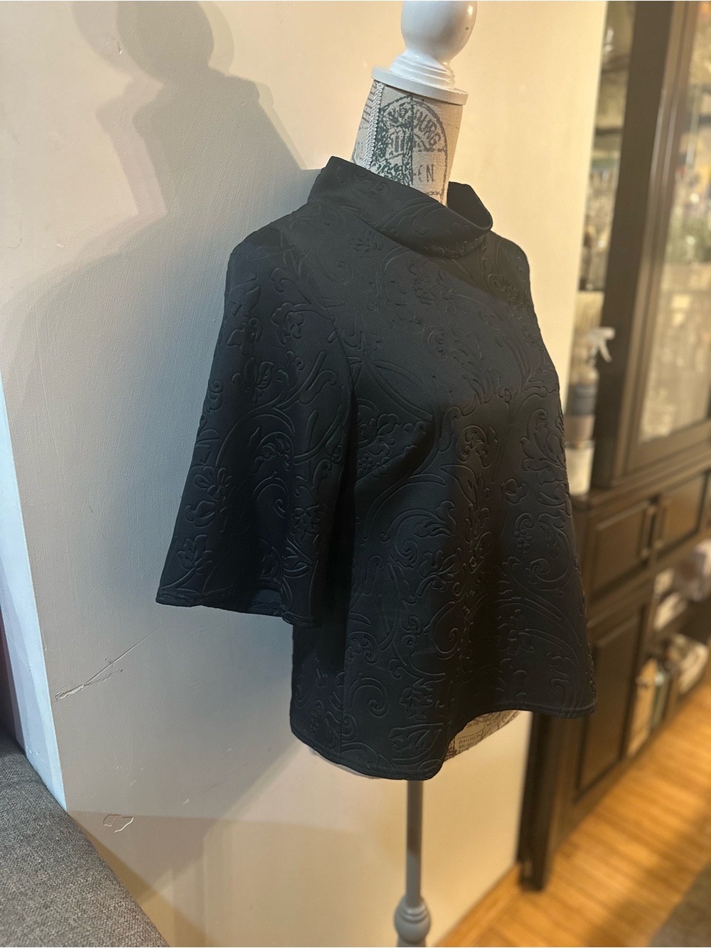Closet Black Textured Mock-Neck Blouse